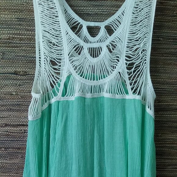 Mirror Image Boho Mint Green Crochet Coverup Dress | Size L - Picture 1 of 9